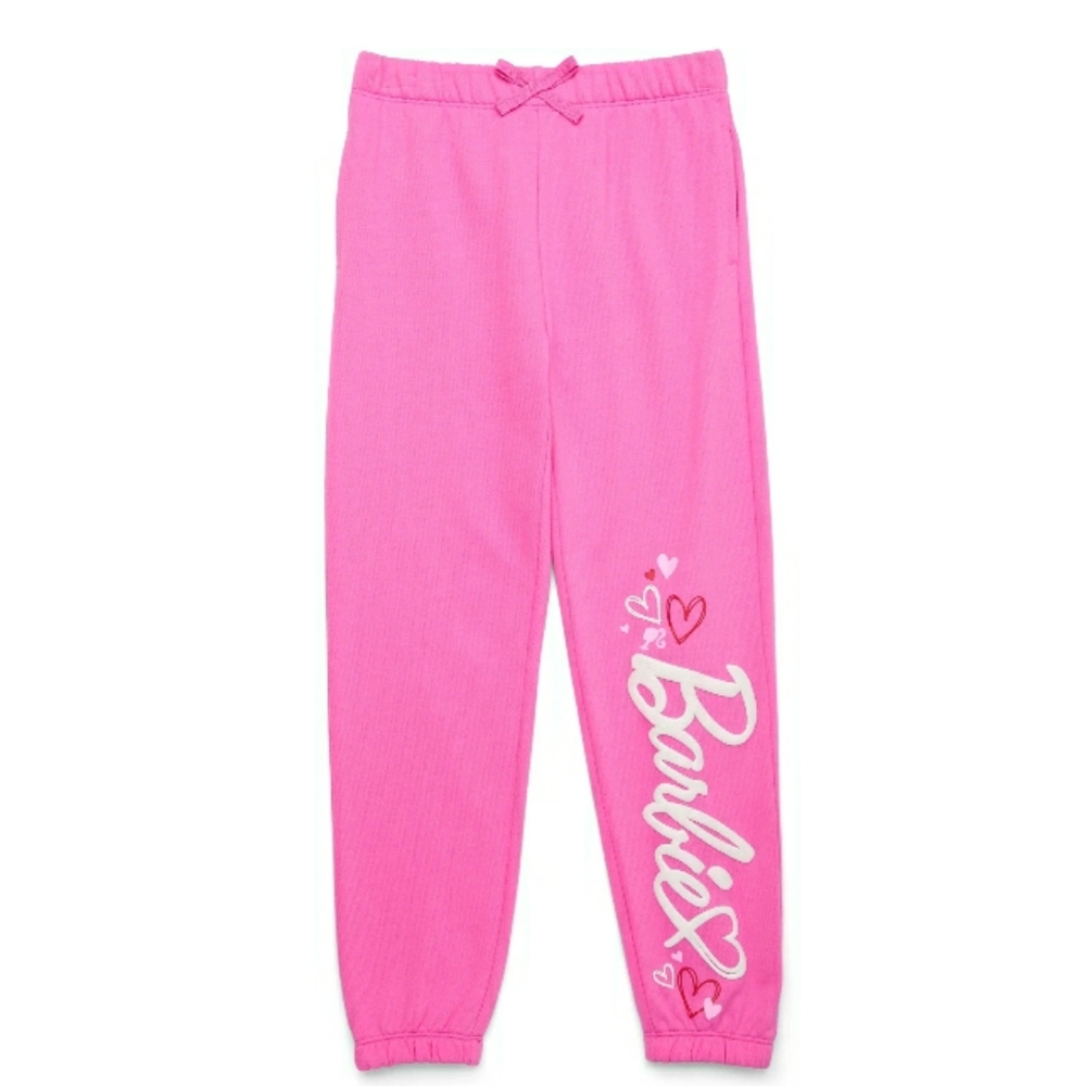 NWT Barbie Pink Girls Fleece Jogger Pants Size M 7-8
